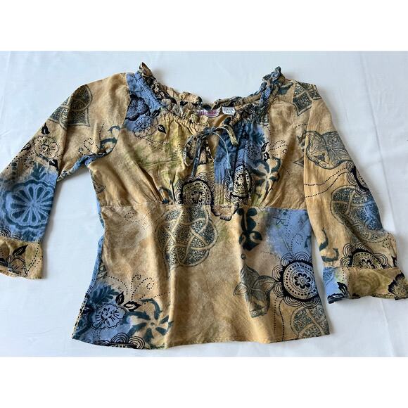 VTG Y2K Millenium top size medium flare sleeve 100% cotton - Picture 1 of 7